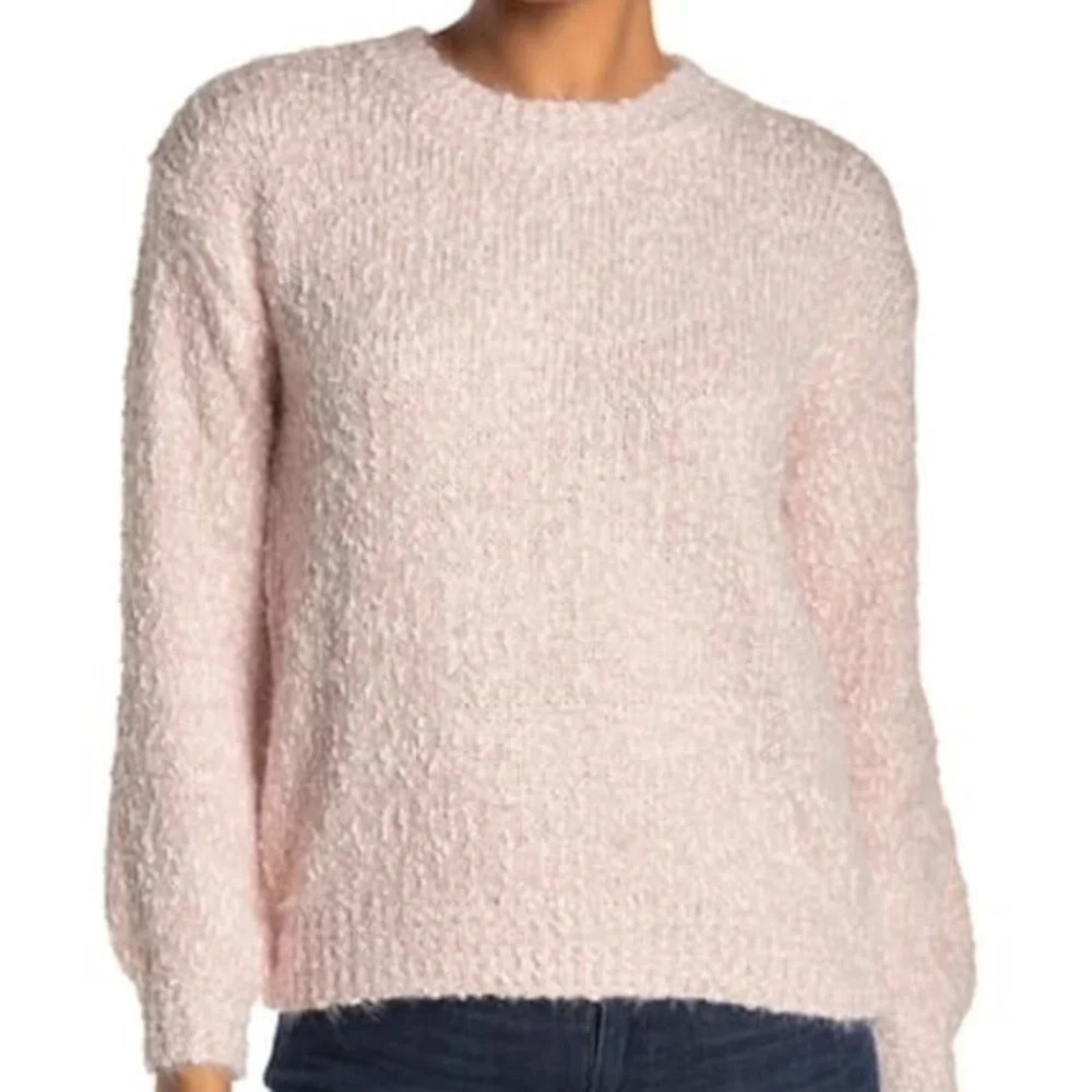 Philosophy Pink  Fuzzy Balloon Sleeve Sweater